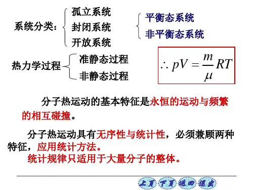 5-2、5-3理想气体的压强、温度和内能详解