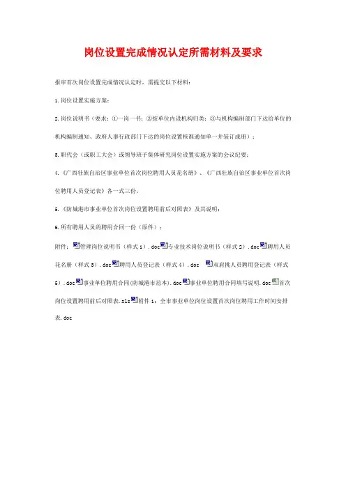 岗位设置认定材料