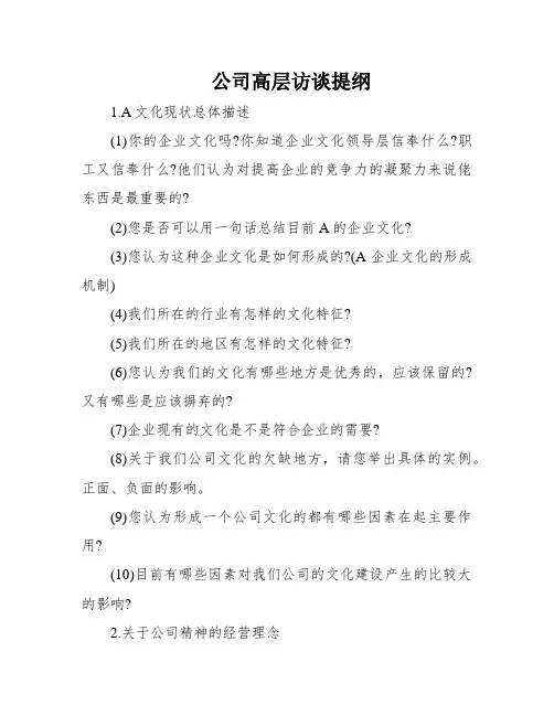 公司高层访谈提纲