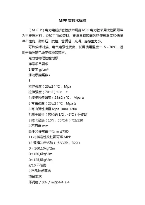 MPP管技术标准