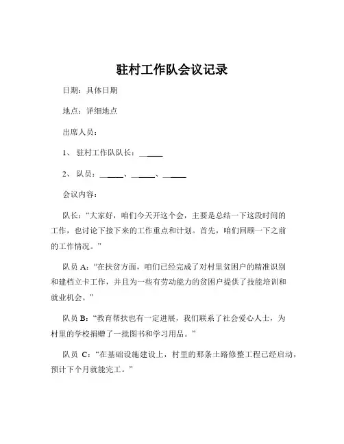 驻村工作队会议记录