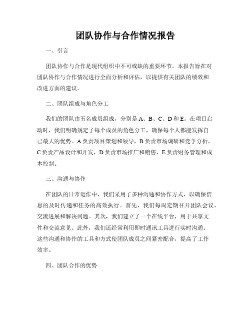团队协作与合作情况报告