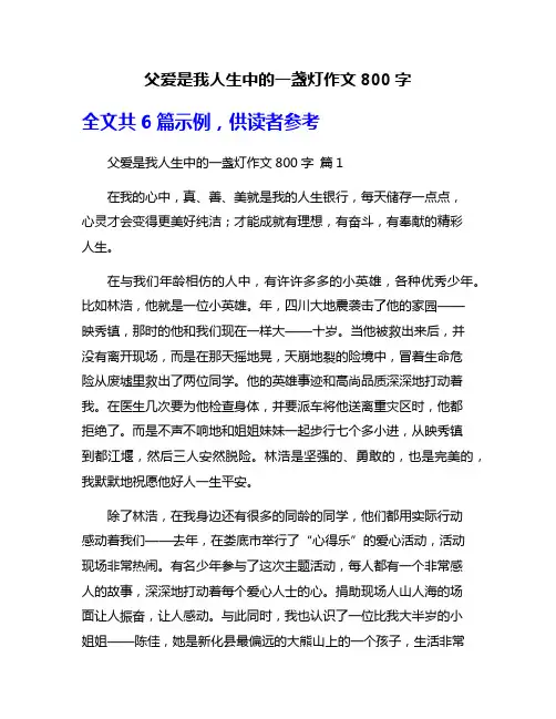 父爱是我人生中的一盏灯作文800字