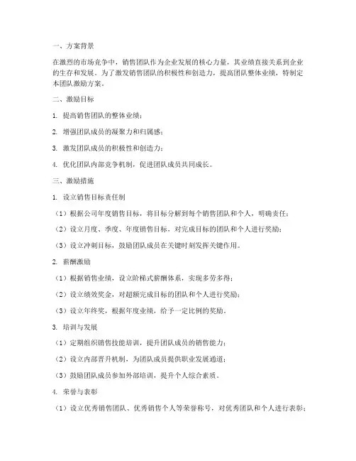 销售公司团队激励方案