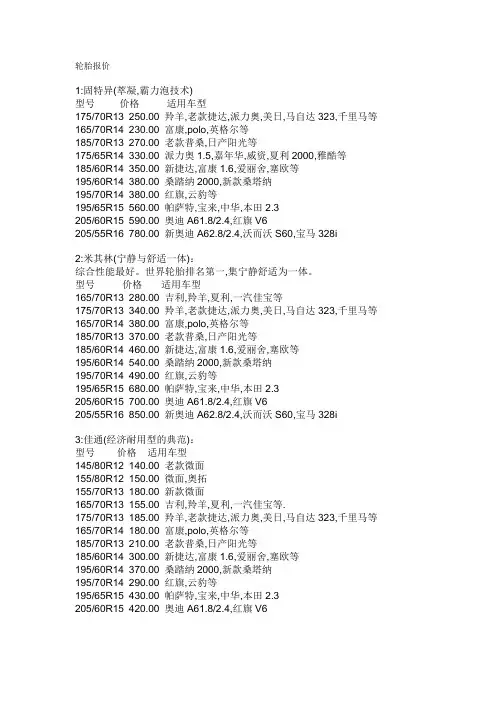 轮胎报价