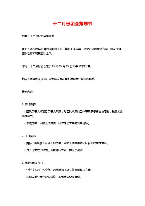 十二月份团会策划书