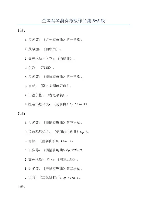 全国钢琴演奏考级作品集6-8级