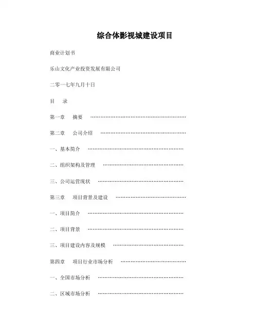 综合体影视城建设项目+商业计划书