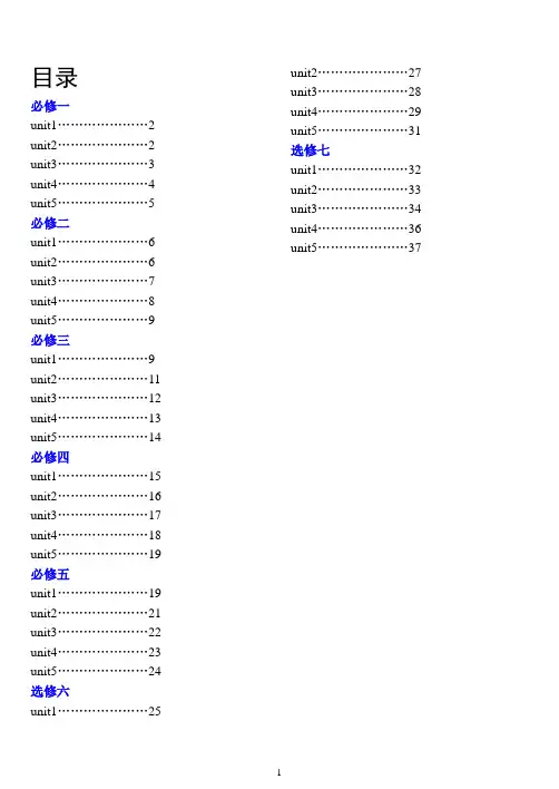 人教版高中英语全部单词(必修1至选修7)