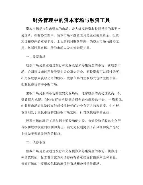 财务管理中的资本市场与融资工具