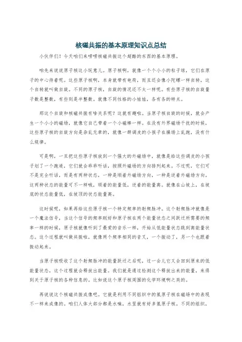 核磁共振的基本原理知识点总结