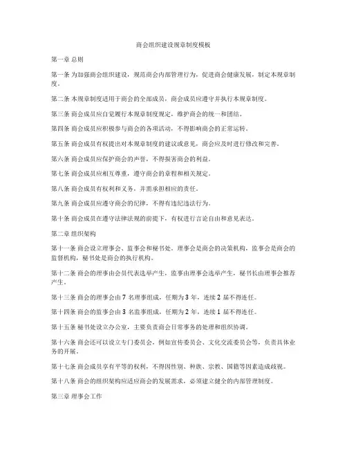 商会组织建设规章制度模板