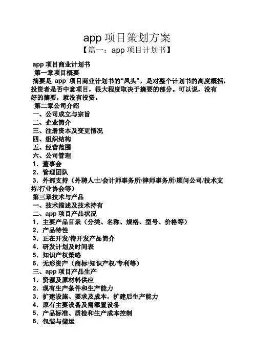 app项目策划方案