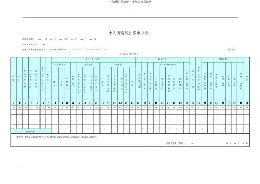 个人所得税扣缴申报表及填写说明
