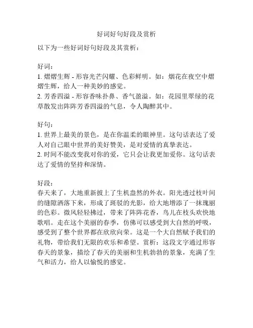 好词好句好段及赏析