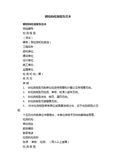 钢结构检测报告范本