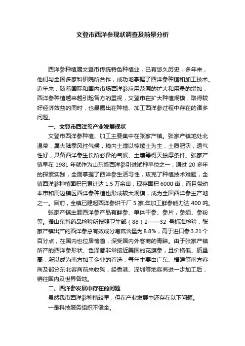 文登市西洋参现状调查及前景分析