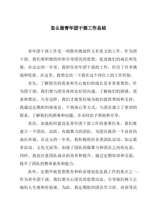 怎么做青年团干部工作总结
