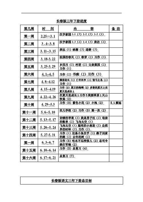 【184页精品】长春小学语文三年级下册全册教案