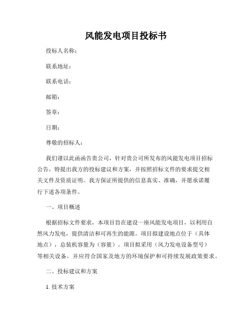 风能发电项目投标书