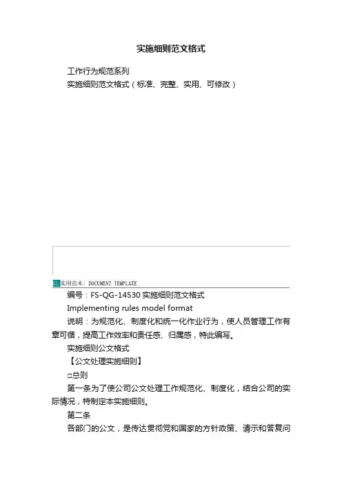 实施细则范文格式