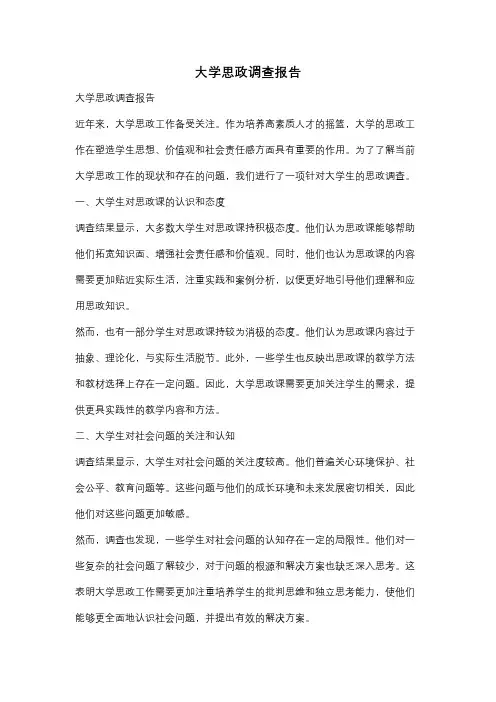 大学思政调查报告