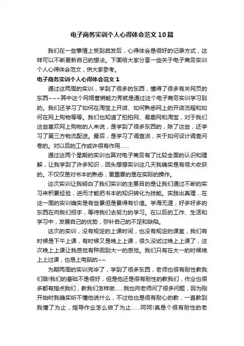 电子商务实训个人心得体会范文10篇