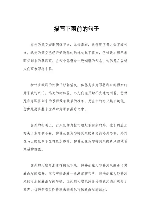 描写下雨前的句子