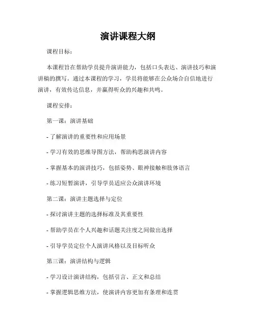 演讲课程大纲