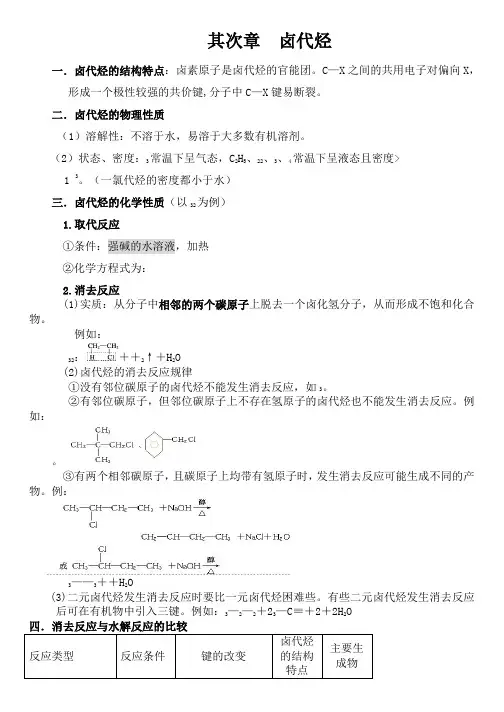 高中化学第二章卤代烃知识点精选