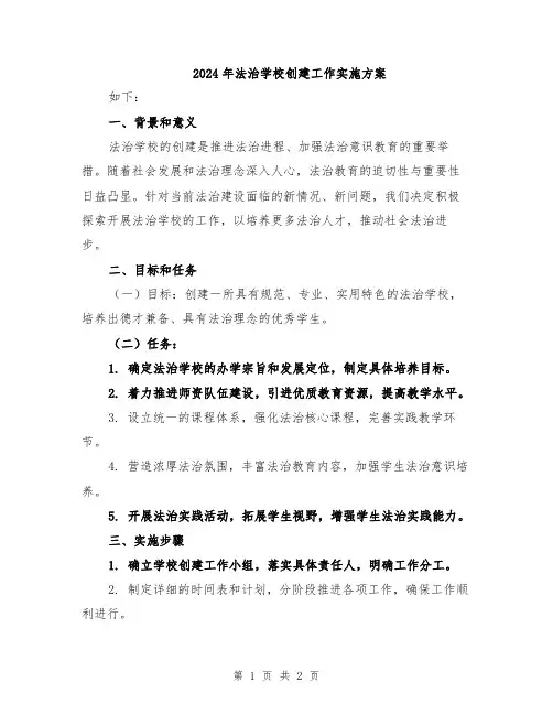 2024年法治学校创建工作实施方案