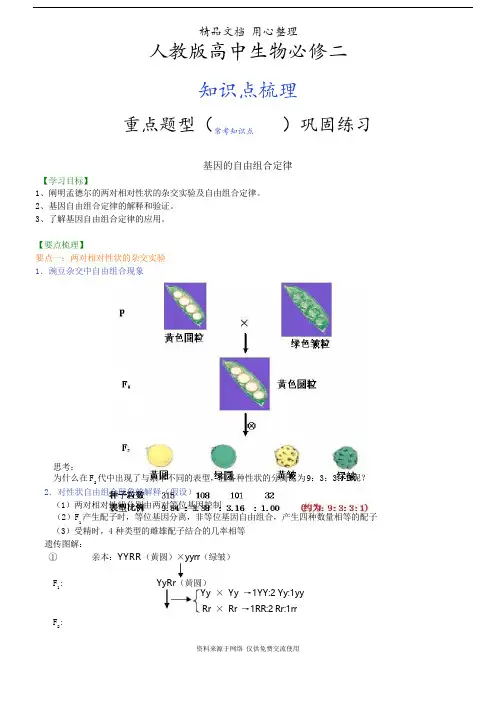 人教版高中生物必修二[知识点整理及重点题型梳理]基因的自由