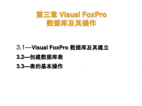 第三章 VFP数据库及操作