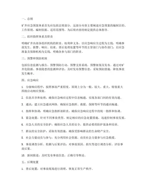 矿井应急预案体系包括