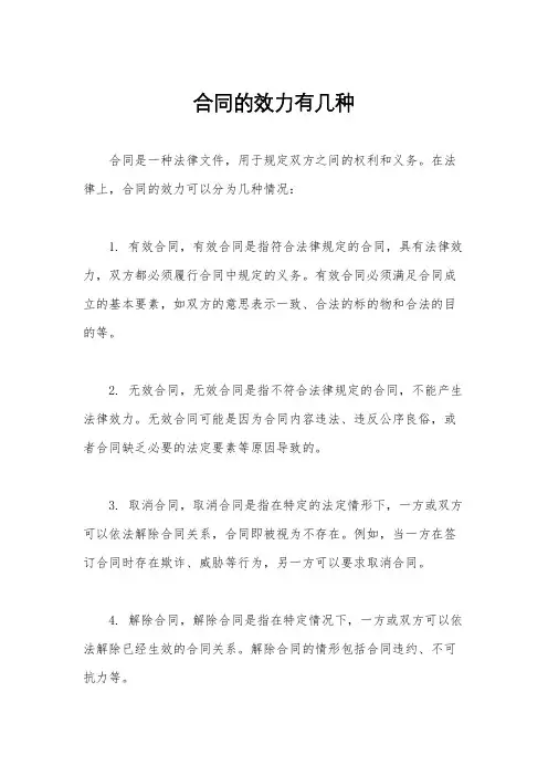 合同的效力有几种
