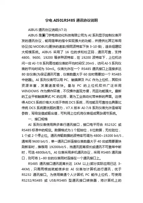 宇电AI501RS485通讯协议说明