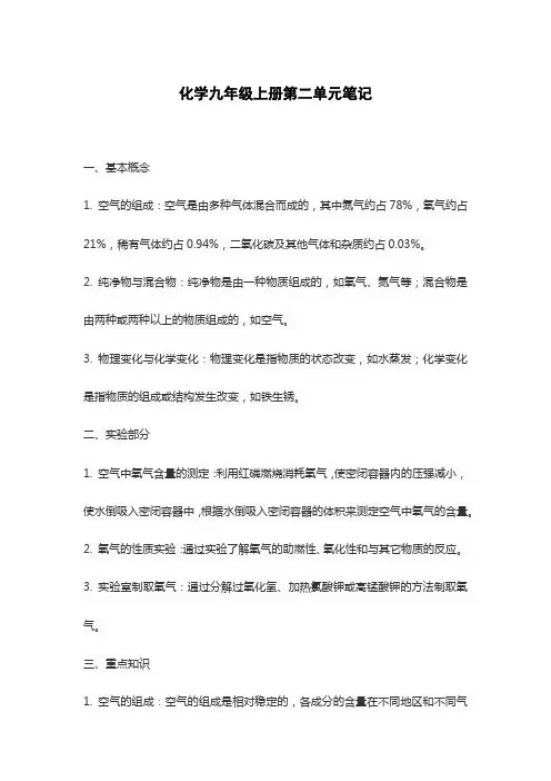 化学九年级上册第二单元笔记