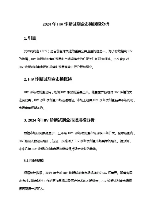 2024年HIV诊断试剂盒市场规模分析