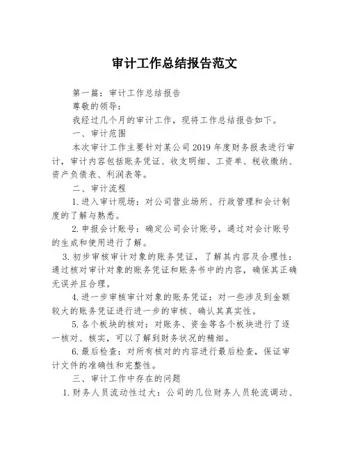 审计工作总结报告范文3篇