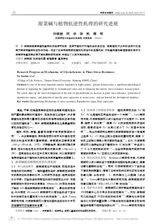甜菜碱与植物抗逆性机理的研究进展