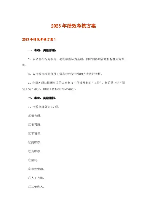 2023年绩效考核方案