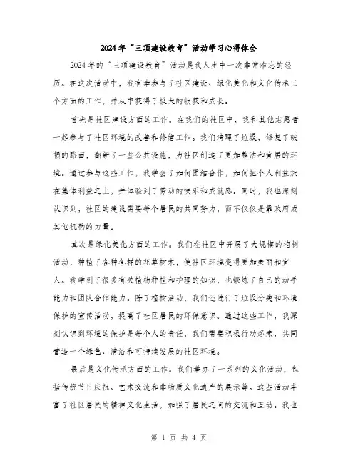 2024年“三项建设教育”活动学习心得体会(2篇)