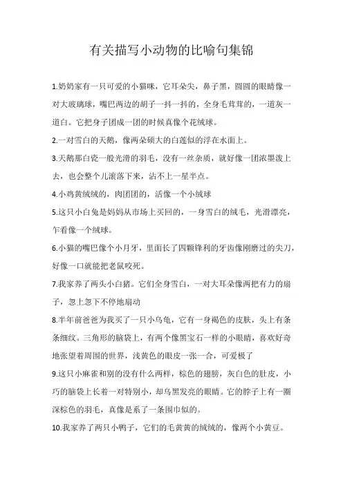 小学素材有关描写小动物的比喻句集锦