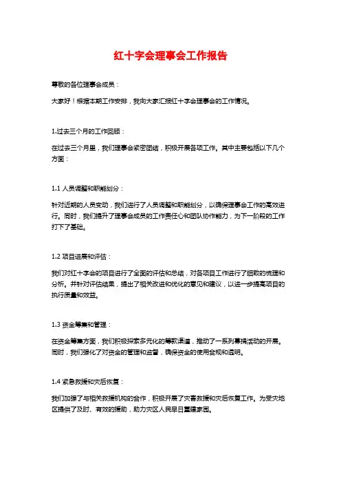 红十字会理事会工作报告