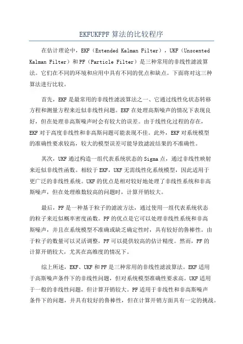 EKFUKFPF算法的比较程序