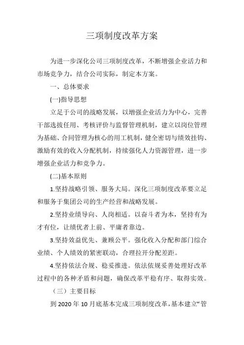 三项制度改革方案