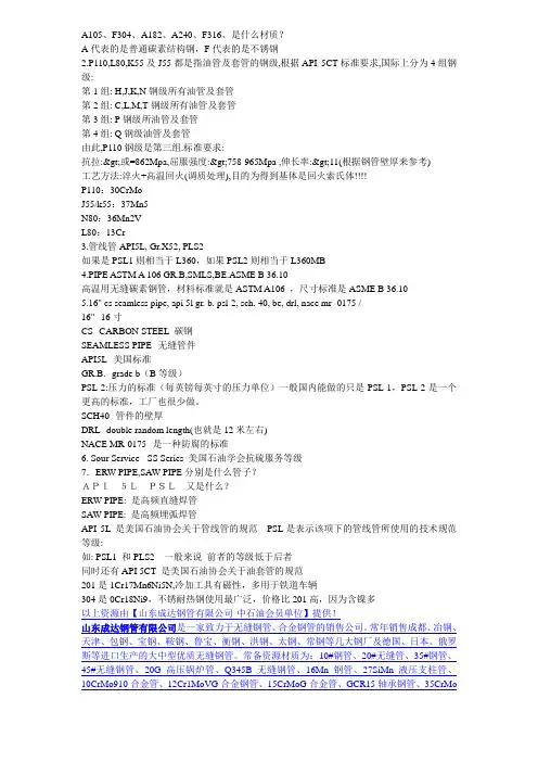 管材常用代号