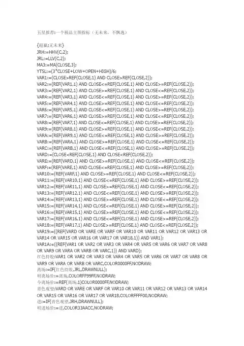 五星推荐一个极品主图指标(无未来,不飘逸)通达信指标公式源码
