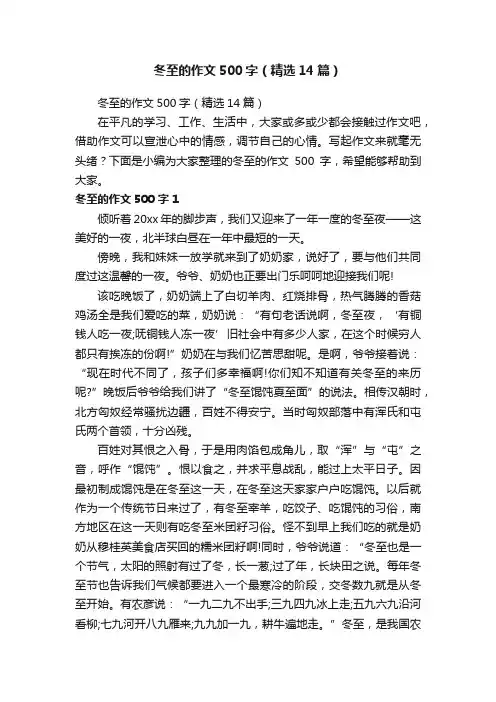 冬至的作文500字（精选14篇）