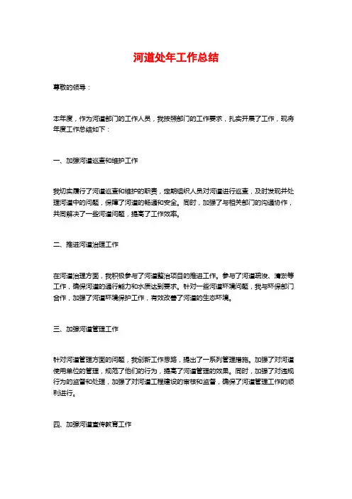 河道处年工作总结